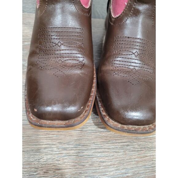 Roper Girls Pink Western Cowgirl Boots size 2 #3 - Picture 3 of 8